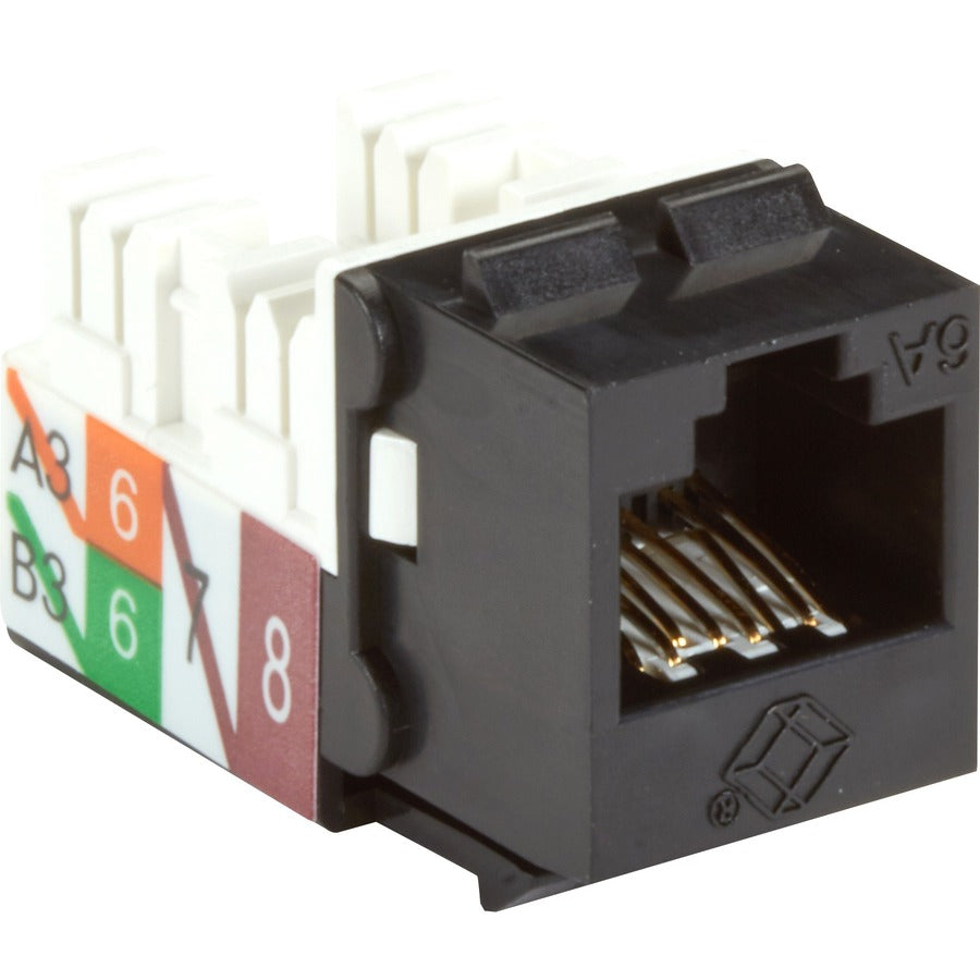 Black Box C6AJA70-BK-R2 CAT6A Keystone Jack - Unshielded, RJ45, Black