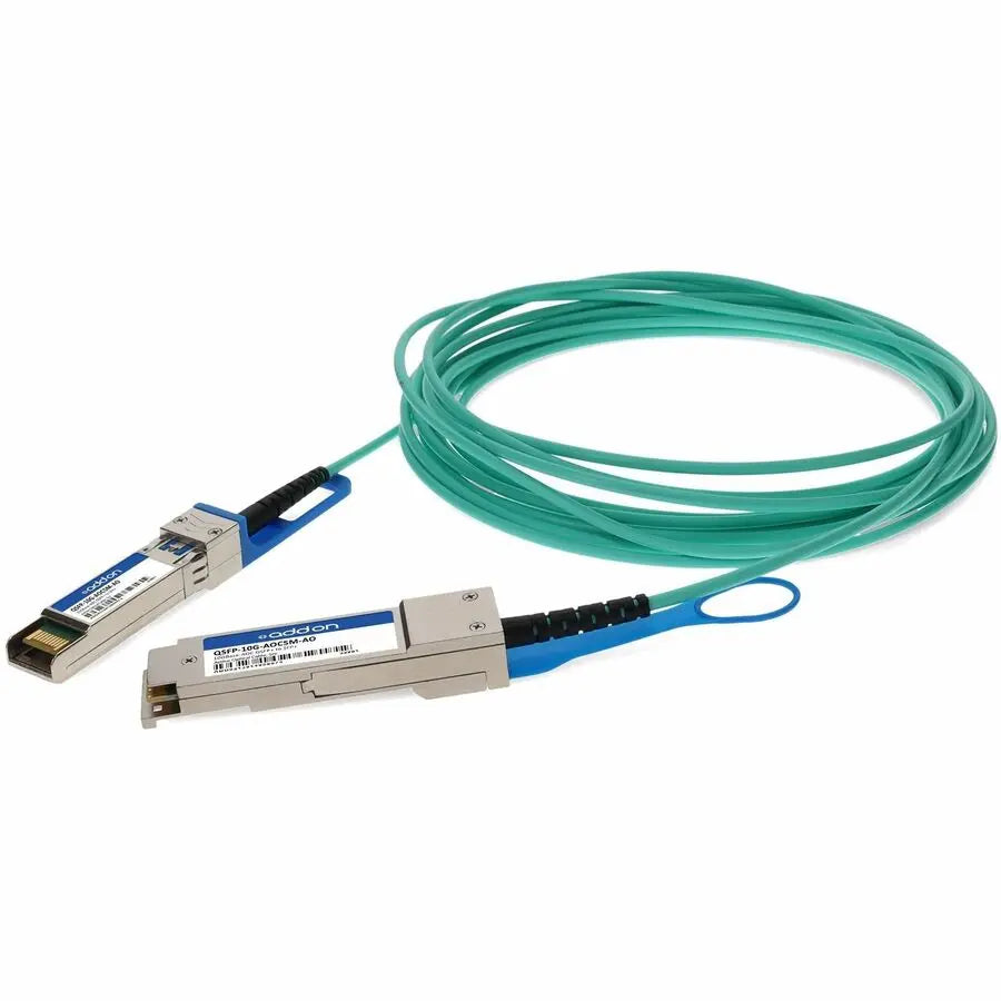 AddOn Cisco Compatible 10GBase-AOC QSFP+ to SFP+ Active Optical Cable - 5m Multi-Mode Fiber, 850nm, TAA Compliant