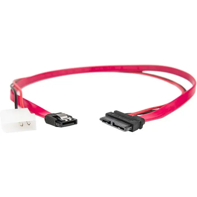 Rocstor Y10C252-R1 20-inch Slimline SATA to SATA Data Transfer Cable with LP4 Power Adapter
