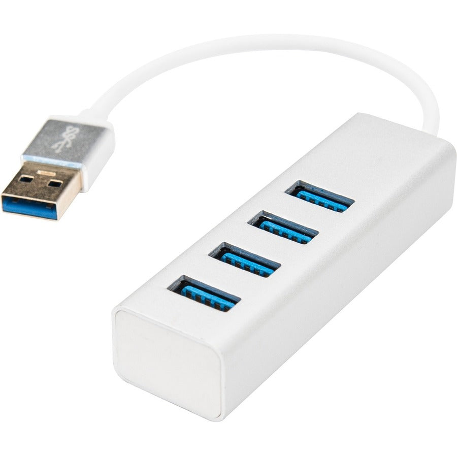 Rocstor Y10A216-S1 Premium Portable 4-Port SuperSpeed Mini USB 3.0 Hub - Aluminum Silver