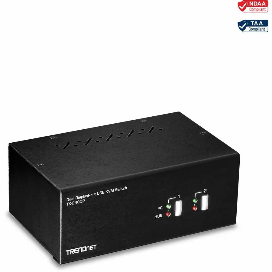 TRENDnet TK-240DP 2-Port Dual Monitor DisplayPort KVM Switch with 4K UHD Resolution and USB Hub