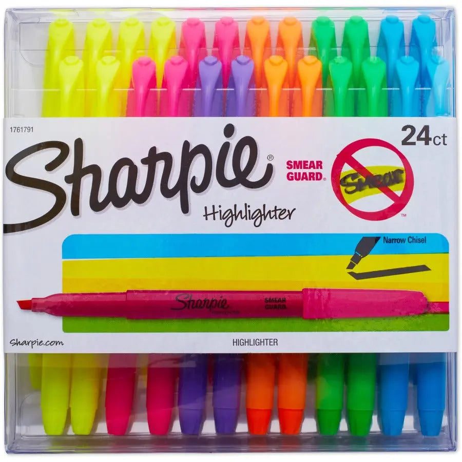Sharpie Chisel Tip Highlighter with Smear Guard Ink Technology - 24 Pack by Newell Brands Part 1761791