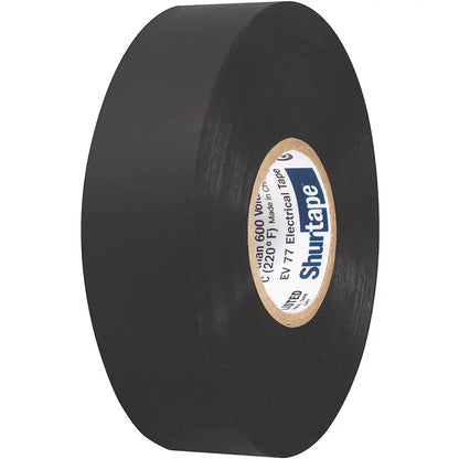 Shurtape EV 077B Professional Grade Black Electrical Tape - 3/4 inch x 66 feet, 10-Pack