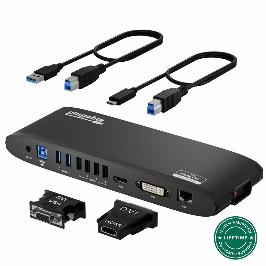 Plugable Technologies UD-3900H USB 3.0 Dual Monitor Horizontal Docking Station for Windows, Mac, and ChromeOS