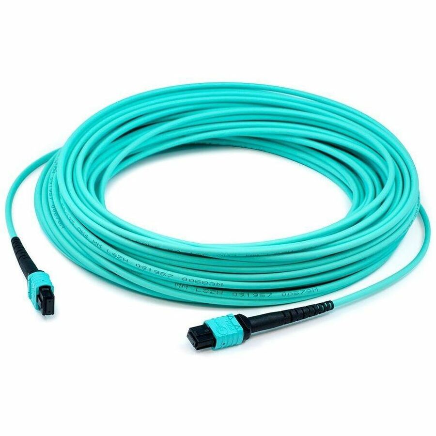 AddOn MPO Female to MPO Female 12-Strand Aqua Riser-Rated Fiber Optic Patch Cable - 40 Meters
