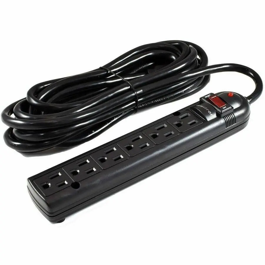 Weltron WSP-600PLF-25BK 6-Outlet Surge Protector with 750-Joule Surge Protection and 25 ft Cord