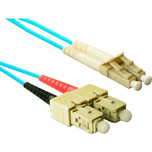 ENET NSI Industries Fiber Optic Duplex Network Cable SCLC-10G-12M-ENC - 12 Meter Aqua Multimode Fiber Optic Cable for High-Speed Data Transmission