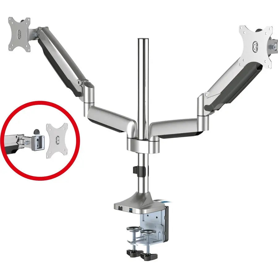 SIIG Dual Monitor Gas Spring Desk Mount with USB Port - CE-MT2X11-S1