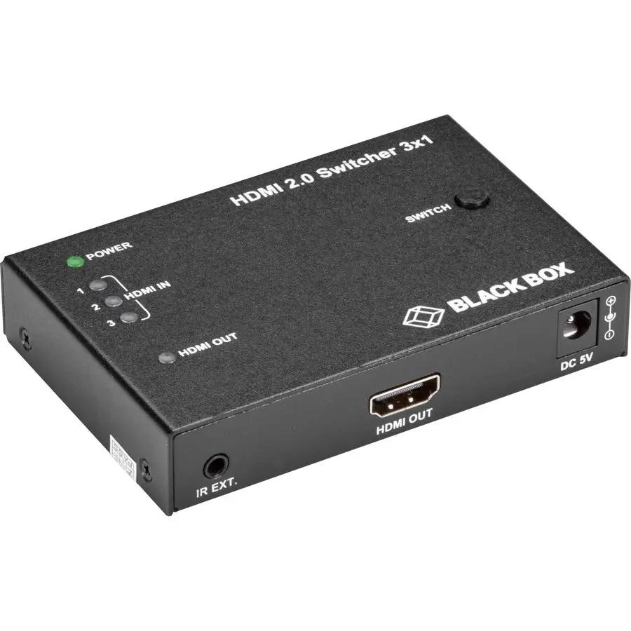 Black Box HDMI 2.0 4K 3x1 Video Switch VSW-HDMI2-3X1 for Ultra HD Sources and Displays by BLACK BOX CORPORATION