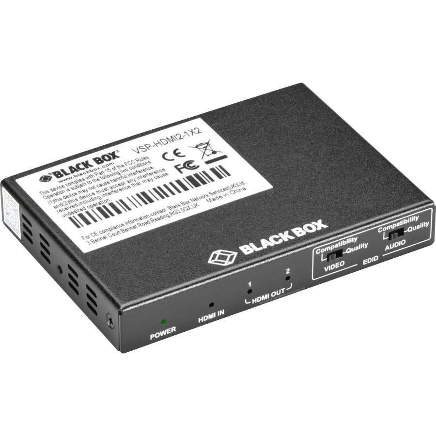 Black Box HDMI 2.0 4K60 1x2 Splitter - VSP-HDMI2-1X2 for Dual 4K Display Support