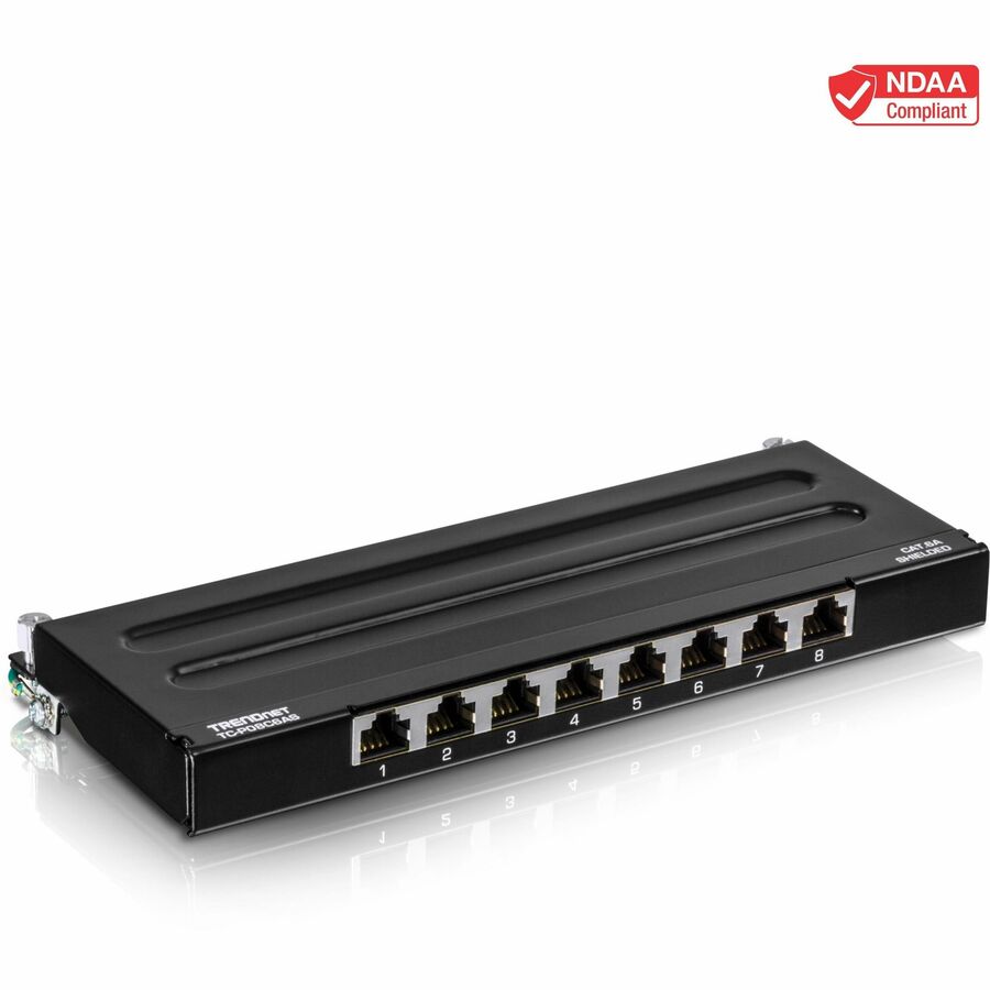 TRENDnet TC-P08C6AS 8-Port Cat6A Shielded Wall Mount Patch Panel with 10G Compatibility