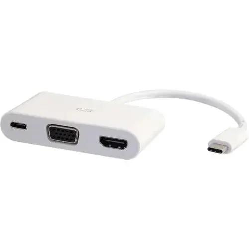 Legrand Group C2G USB-C to HDMI and VGA Adapter Converter with Power Delivery – White by Legrand Group