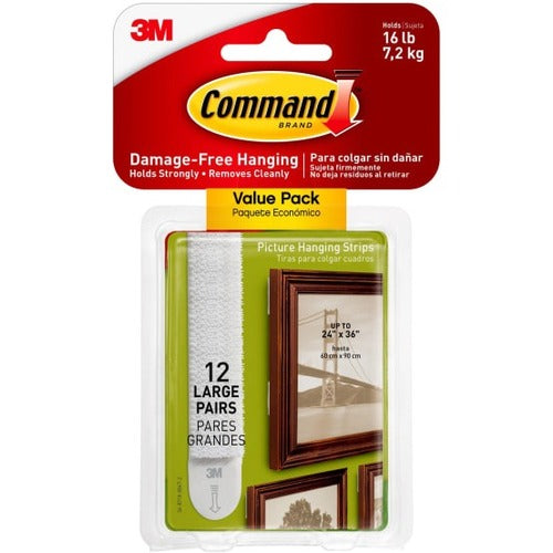 3M Command Large Picture Hanging Strips - Damage-Free Wall Mounts for 24 x 36 Frames