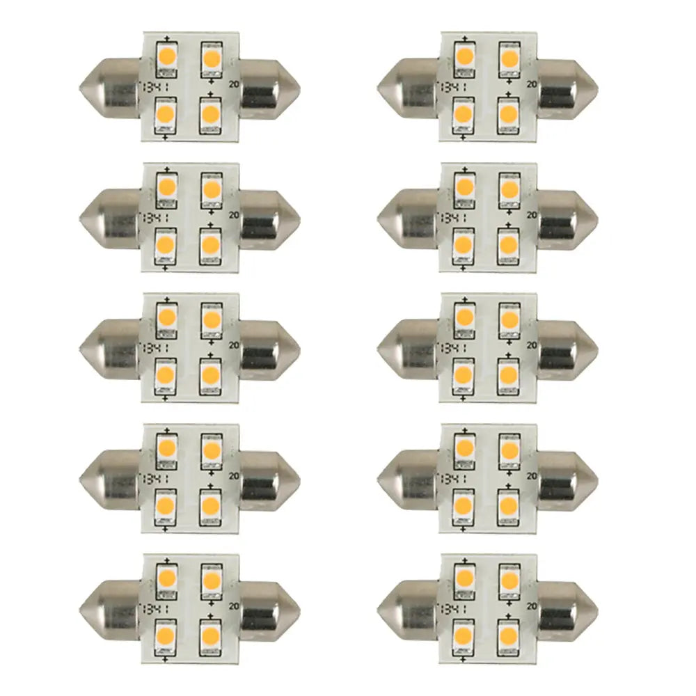 Scandvik 41174 Bulb Warm White 10-Pack - Festoon LED Replacement for Marine and Automotive Lighting