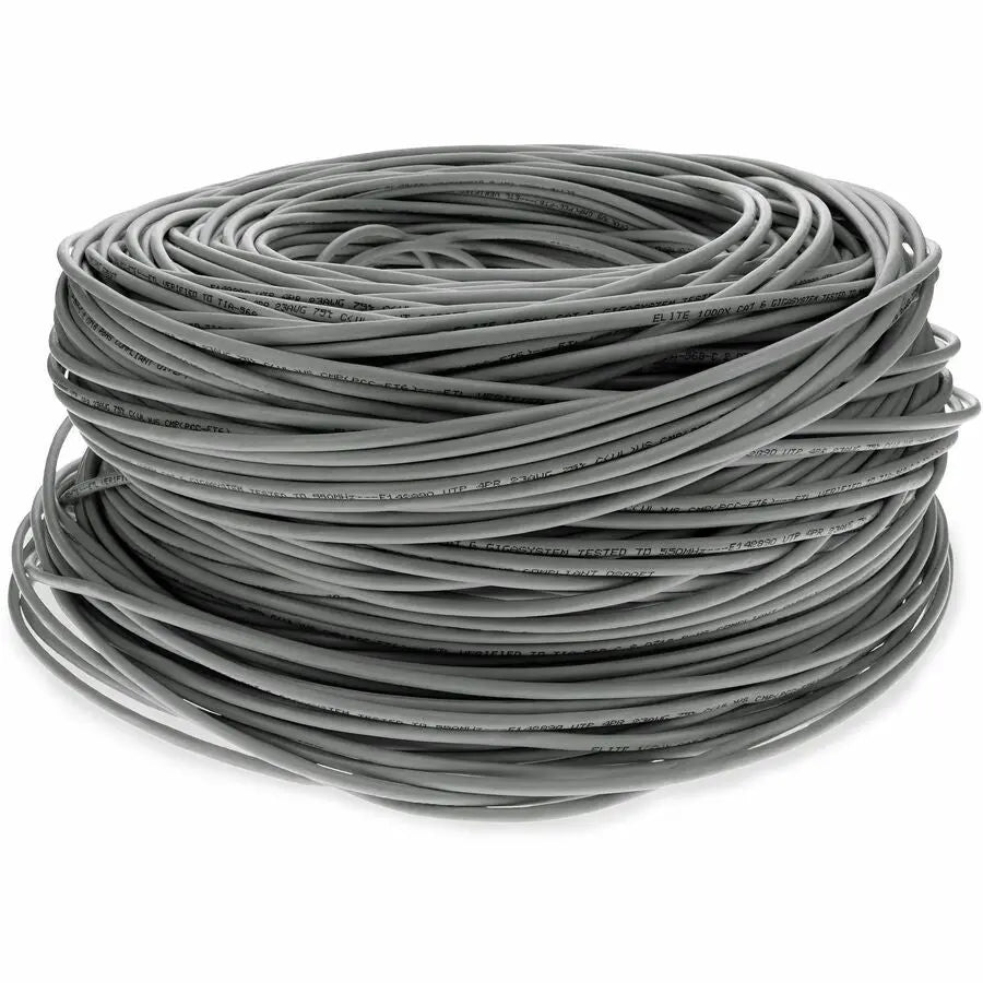 AddOn 1000ft Gray Cat6 UTP Patch Network Cable - Bulk Unshielded Twisted Pair PVC Copper Cable
