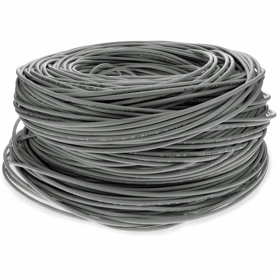 AddOn 1000ft Gray Cat6 UTP PVC Patch Network Cable - Bulk Ethernet Cable for LAN and Data Centers