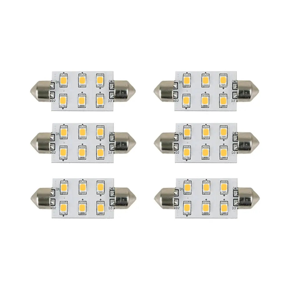 Scandvik 41162 Warm White Festoon Bulb 6-Pack for Marine and RV Lighting