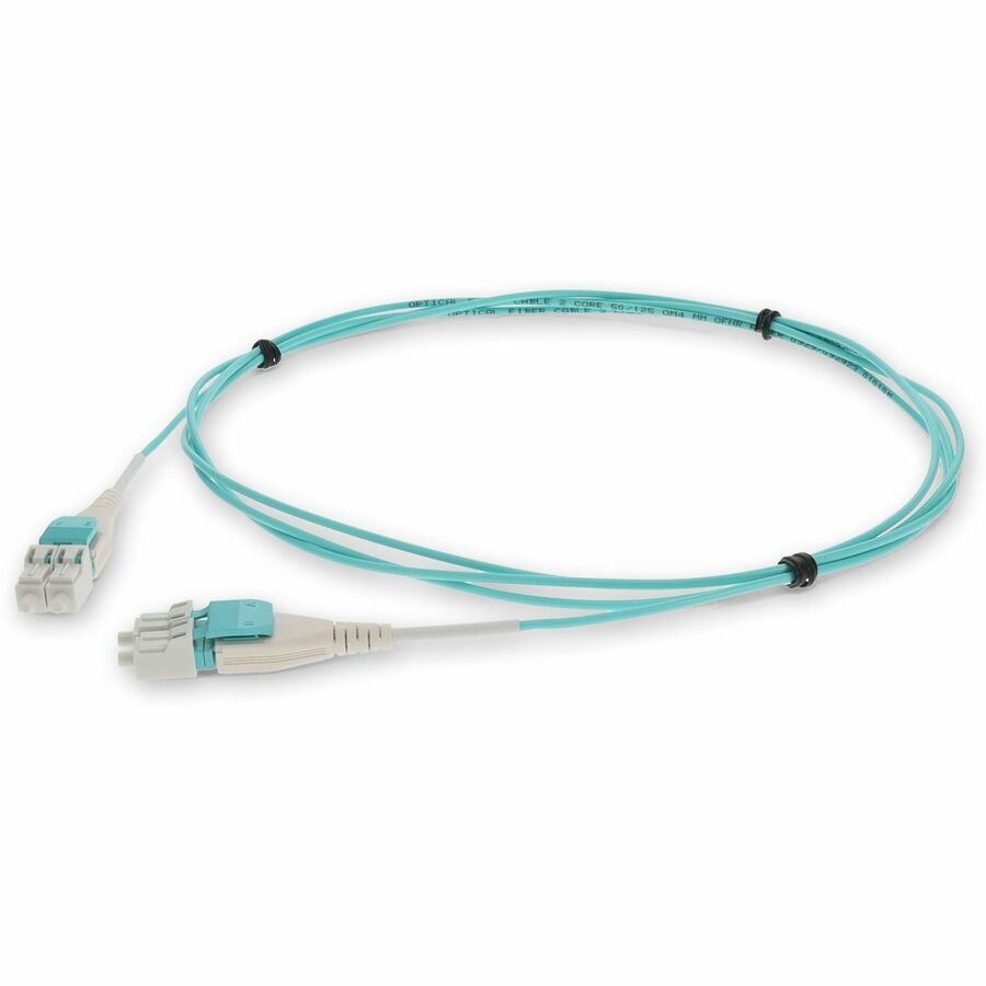AddOn Fiber Optic Duplex Patch Network Cable, 3 Meters, LC Male to LC Male, OM4 Aquamarine