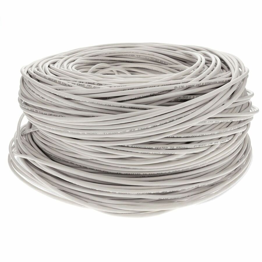 AddOn 1000ft Non-Terminated White Cat6 PVC Copper Patch Cable - Bulk Network Cable for Ethernet and Data Center Applications