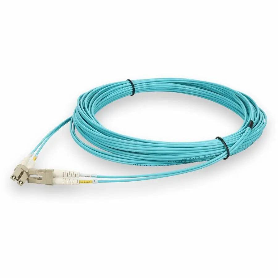 AddOn LC Male to LC Male OM4 Fiber Optic Duplex Patch Cable - 10 Meters, Aqua