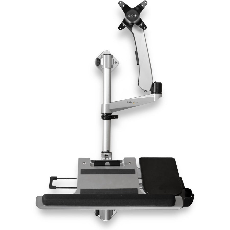 StarTech.com Wall-Mounted Computer Workstation - Premium Adjustable Single Monitor Desk, Silver (Part #WALLSTSI1)