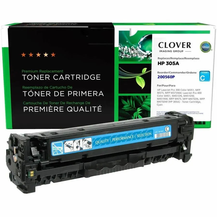 Clover Imaging Remanufactured Cyan Toner Cartridge for HP 305A (CE411A) – High Page Yield and Eco-Friendly Design