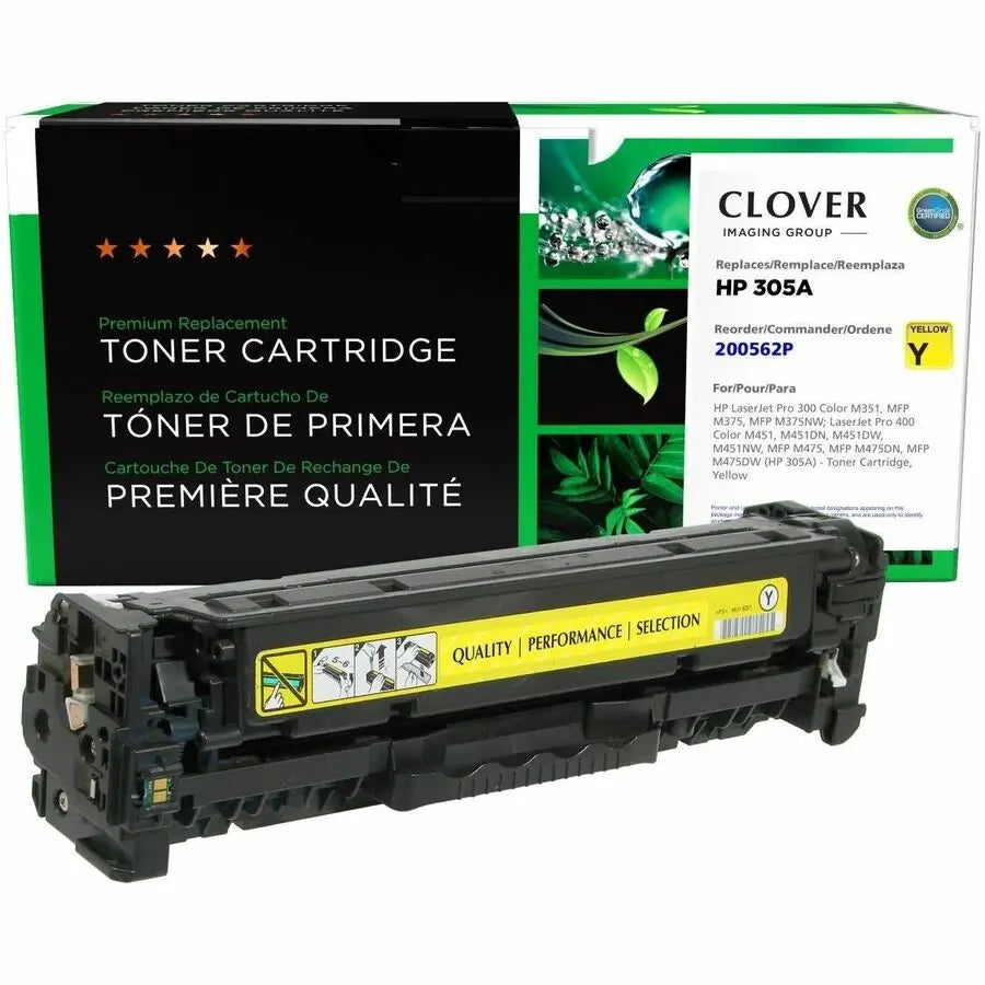 Clover Imaging Remanufactured Yellow Toner Cartridge for HP 305A (CE412A) - High Page Yield, Eco-Friendly Replacement for HP LaserJet Pro 300 and 400 Series