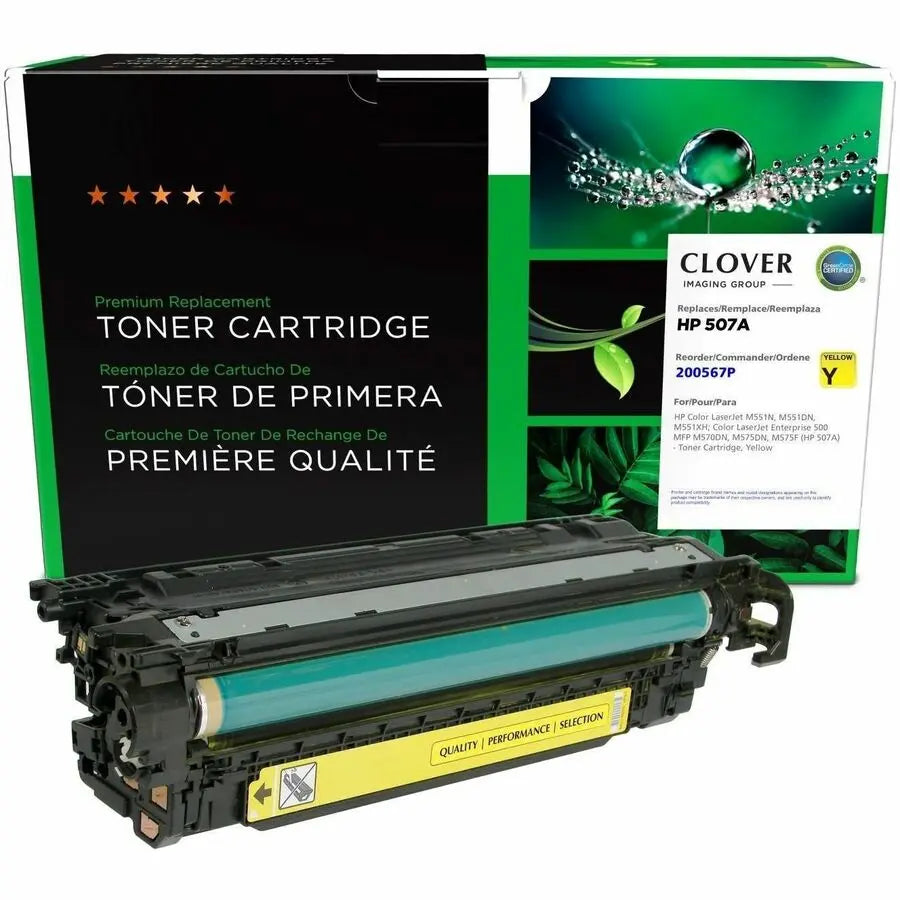 Clover Imaging Remanufactured Yellow Toner Cartridge for HP 507A (CE402A) – 6,000 Page Yield, Eco-Friendly, Guaranteed Performance