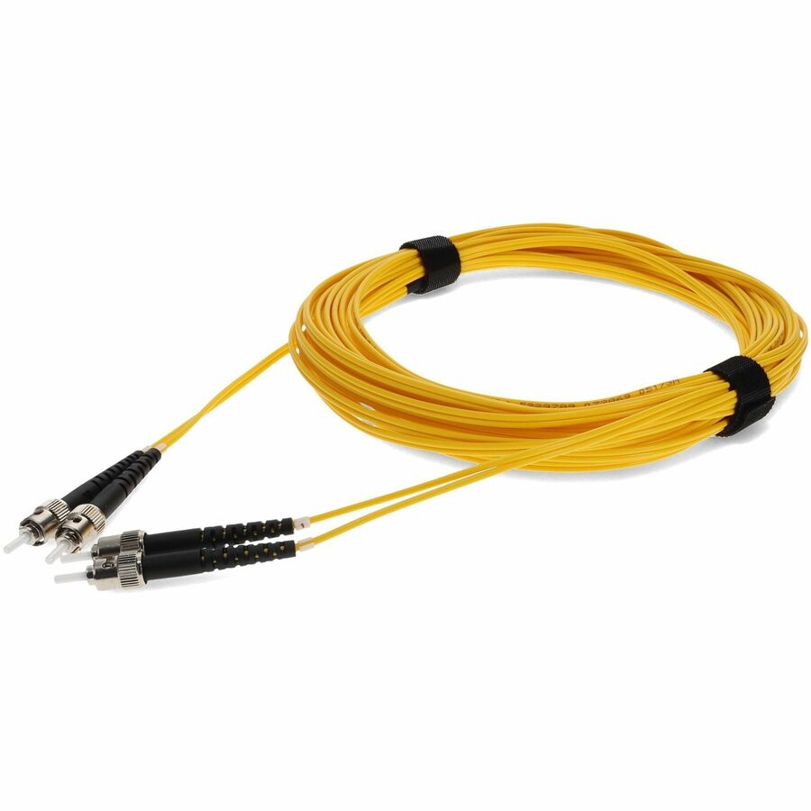 AddOn 10m ST to ST Yellow OS2 Duplex Fiber Patch Cable – Riser-Rated, TAA Compliant, Single Mode SMF
