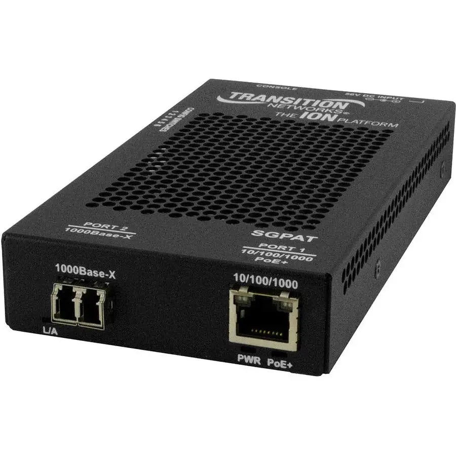 Lantronix SGPAT1039-105 Transition Networks Gigabit Ethernet Media Converter with PoE+ and SFP Support
