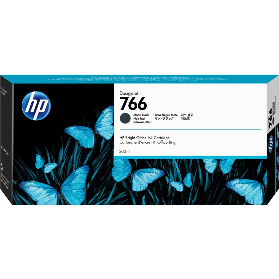HP 766 Matte Black DesignJet Ink Cartridge, 300 ml, P2V92A
