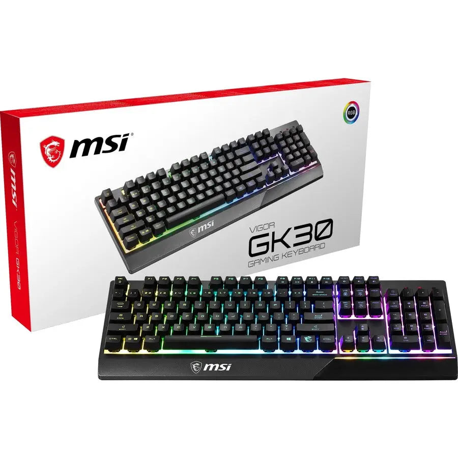 MSI Vigor GK30 Gaming Keyboard with RGB Lighting and Water-Resistant Design