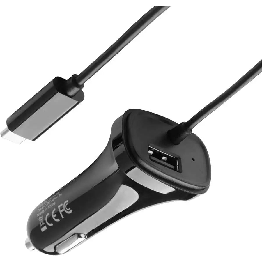 4XEM USB-C Car Charger Adapter with 27W Power and Coiled 2.1ft Type-C Cable