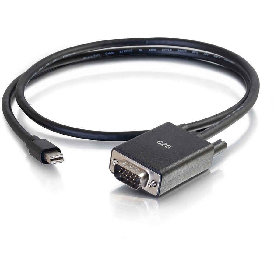 C2G 10ft Mini DisplayPort to VGA Adapter Cable Black - Active Video Connection for PC and Mac