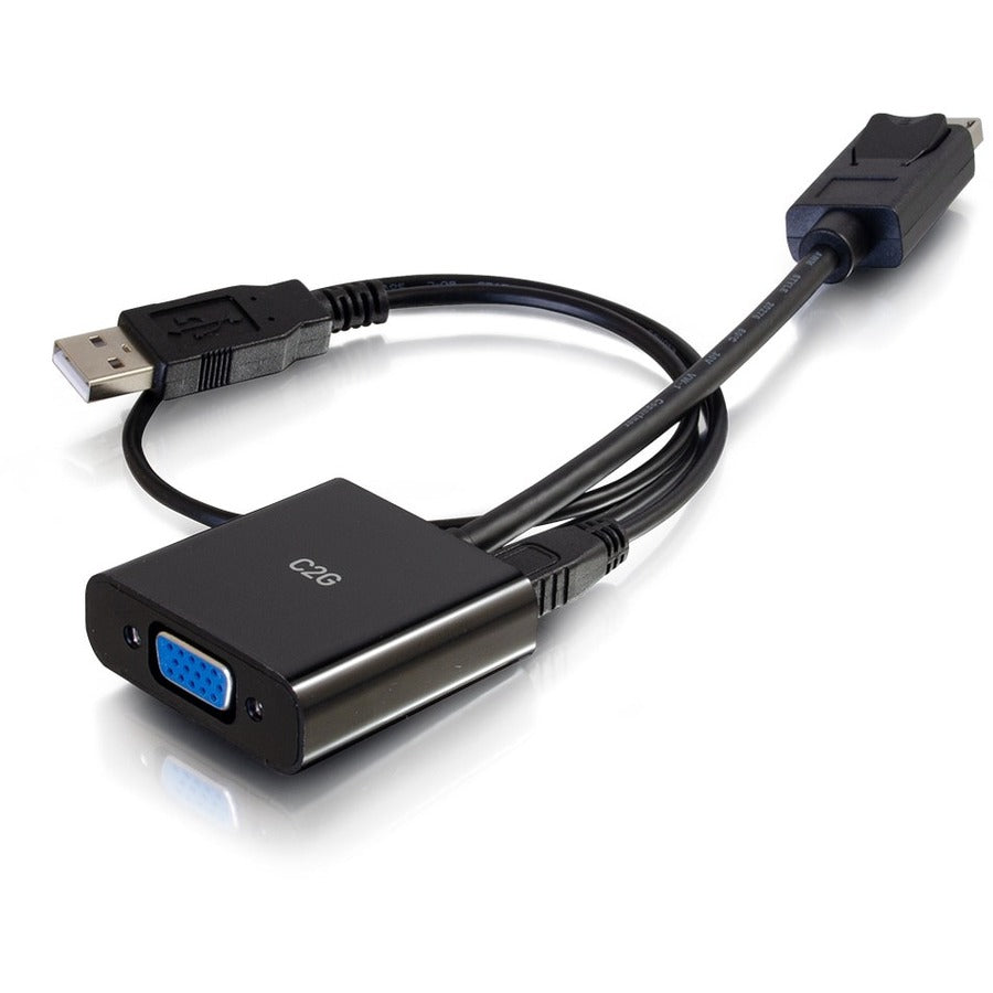 C2G DisplayPort to VGA Adapter with 3.5mm Audio – Active Converter for High-Definition Video and Stereo Sound