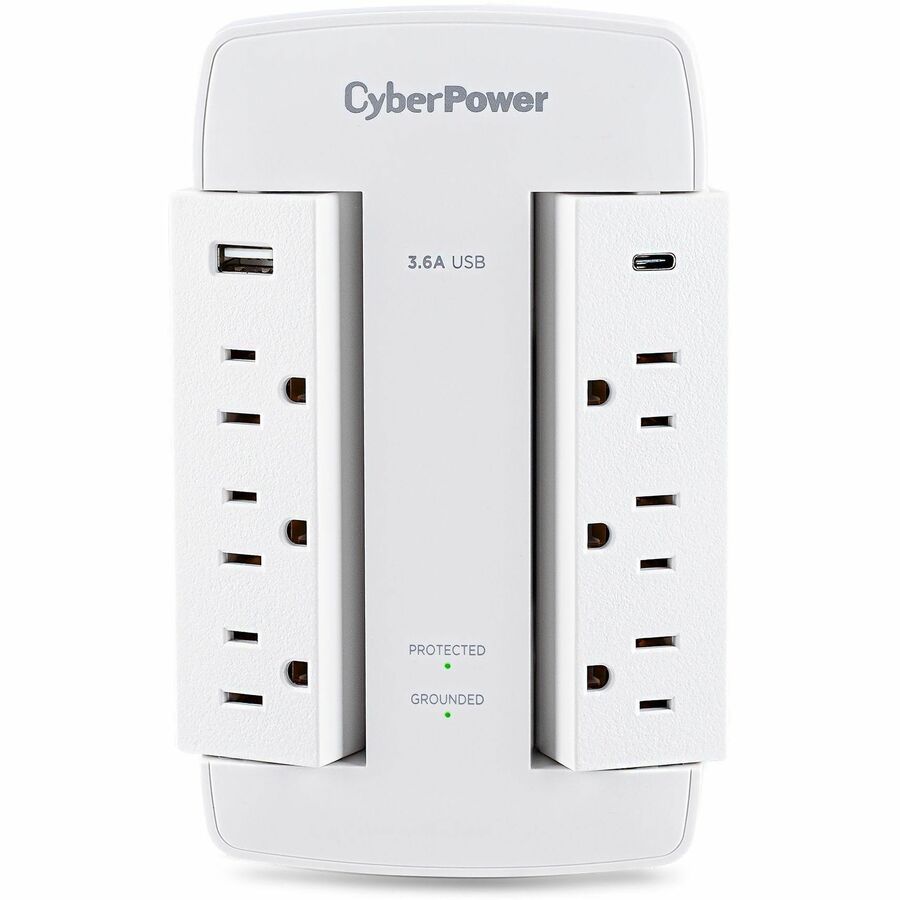 CyberPower CSP600WSURC5 Surge Protector with 6 Outlets and USB Charging for Home and Office