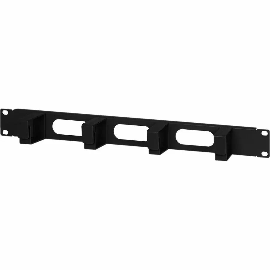 IC INTRACOM 19-Inch Cable Management Panel, 1U with 4 Plastic Rings in Jet Black