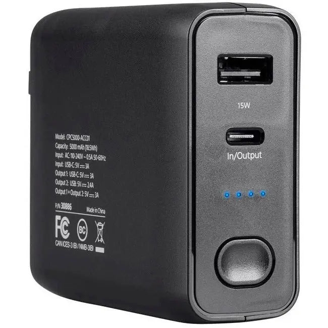 4XEM AC Power Bank 5000mAh and Wall Charger Combo – Dual Port USB Charging with Fast USB-C 15W Output