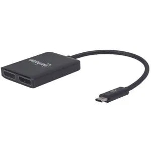 IC INTRACOM Manhattan USB-C to Dual DisplayPort MST Hub Adapter - Supports 4K@30Hz