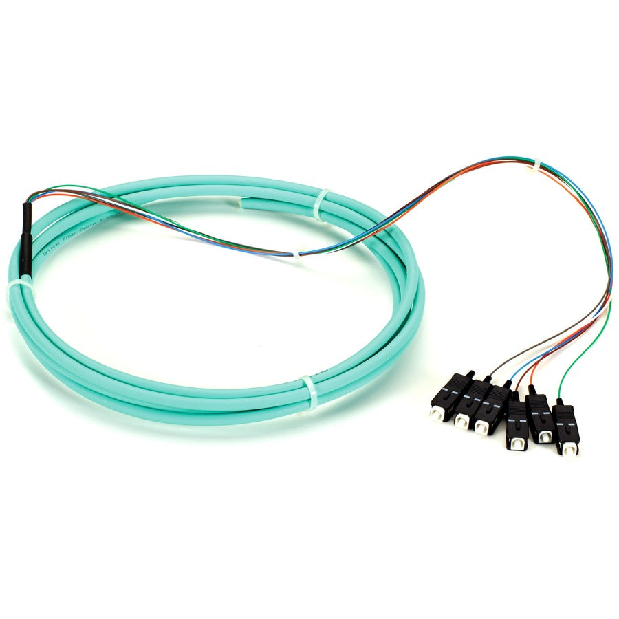 Black Box 3m SC OM3 50-Micron Multimode Fiber Pigtail - Aqua, 6-Strand OFNR PVC