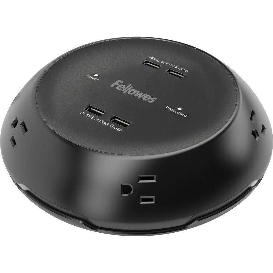 Fellowes Collaborative Power Pod - Black | Power Strip with 5 Outlets & 4 USB Ports