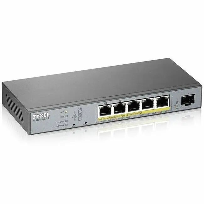 ZYXEL GS1350-6HP 5-Port Gigabit Smart Managed PoE Switch with 60W PoE+ and PoE++ Support