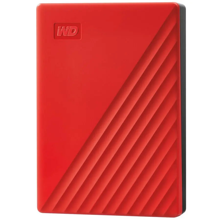 Western Digital My Passport 4TB Portable Hard Drive - Slim Red External Storage with Password Protection and Automatic Backup