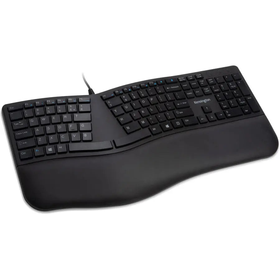 Kensington Pro Fit Ergo Wired Keyboard – Ergonomist-Approved Split and Sloped Design with Adjustable Reverse Tilt and Built-In Wrist Rest