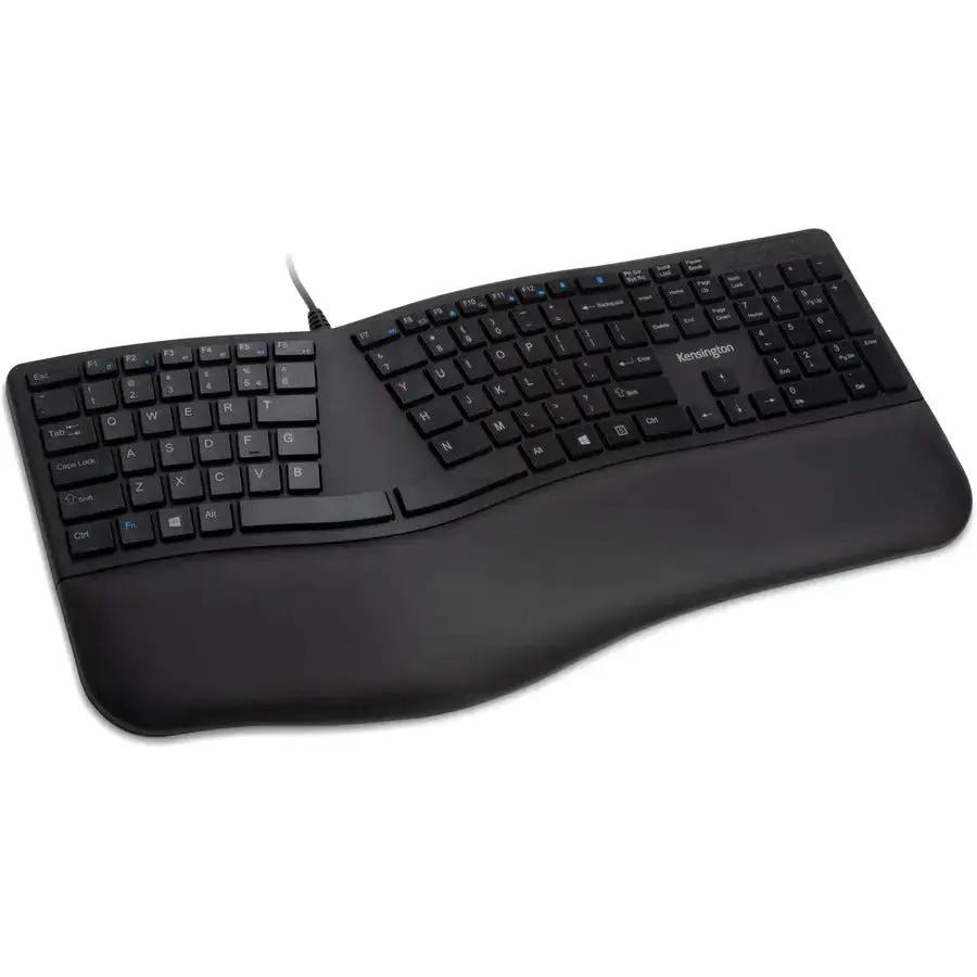 Kensington Pro Fit Ergo Wired Keyboard – Ergonomist-Approved Split and Sloped Design with Adjustable Reverse Tilt and Built-In Wrist Rest by Kensington Computer Products Group