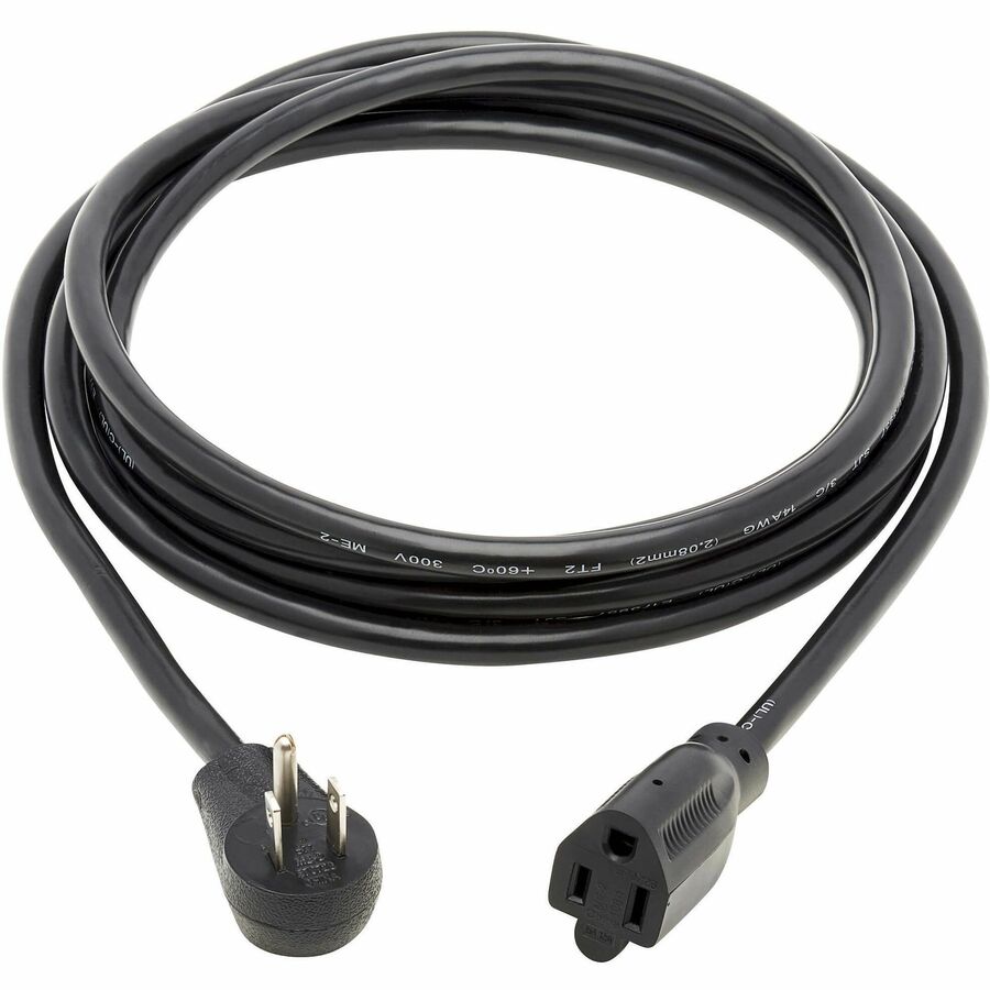 Eaton Tripp Lite P024-010-15D Heavy-Duty Power Extension Cord, Right-Angle NEMA 5-15P to NEMA 5-15R, 14 AWG, 10 ft., Black