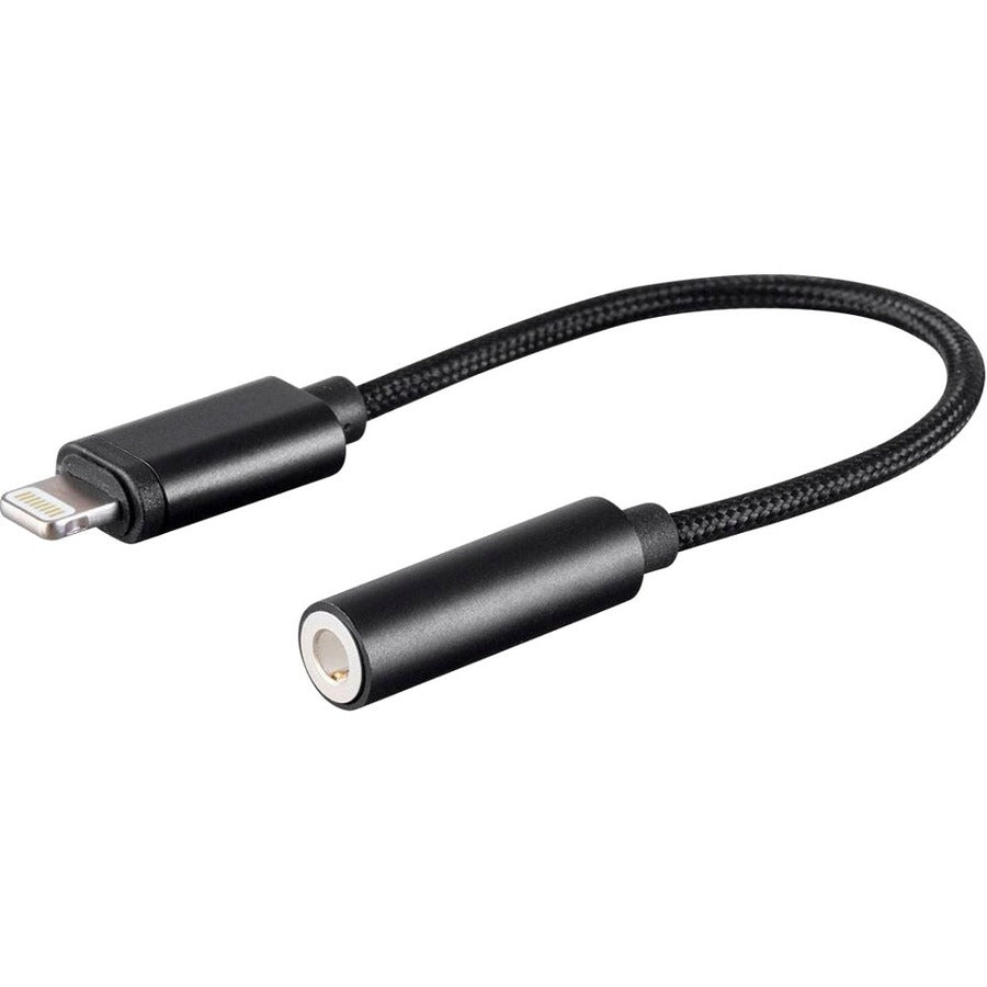 Monoprice MFi Certified Lightning to 3.5mm Audio Adapter with Nylon Braid - Black