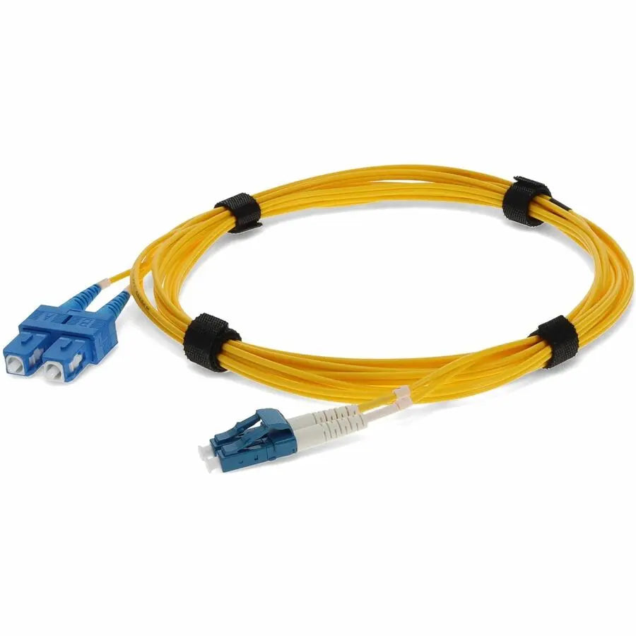 AddOn 1.5M LC (Male) to SC (Male) Duplex Fiber Optic Patch Cable - Riser Rated, OS2 Single-Mode, Yellow