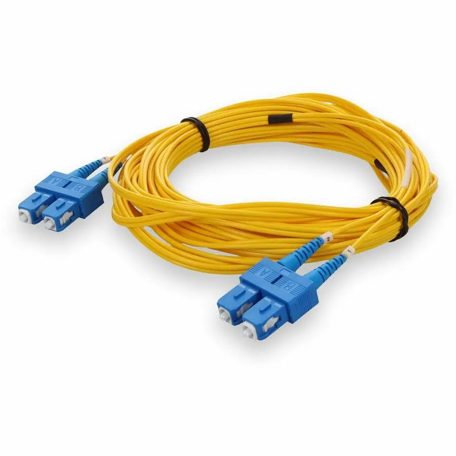AddOn 5M Fiber Optic Duplex Patch Cable SC Male to SC Male, Yellow - Reliable Single-Mode Network Connection