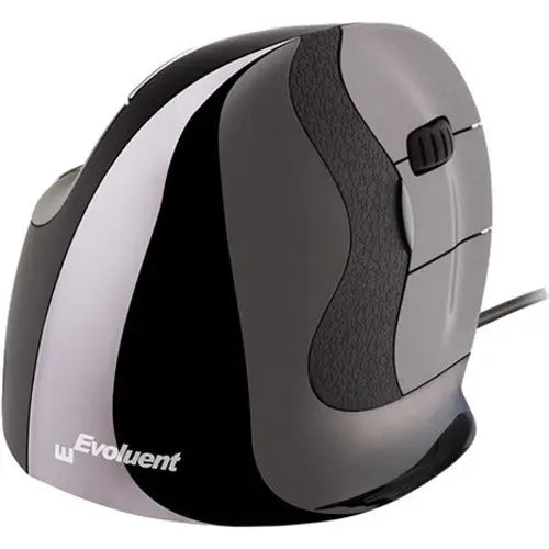 Evoluent Vertical Mouse D, Right Wired Medium – Ergonomic Hand-Friendly Computer Mouse with Grooved Buttons and Adjustable Speed